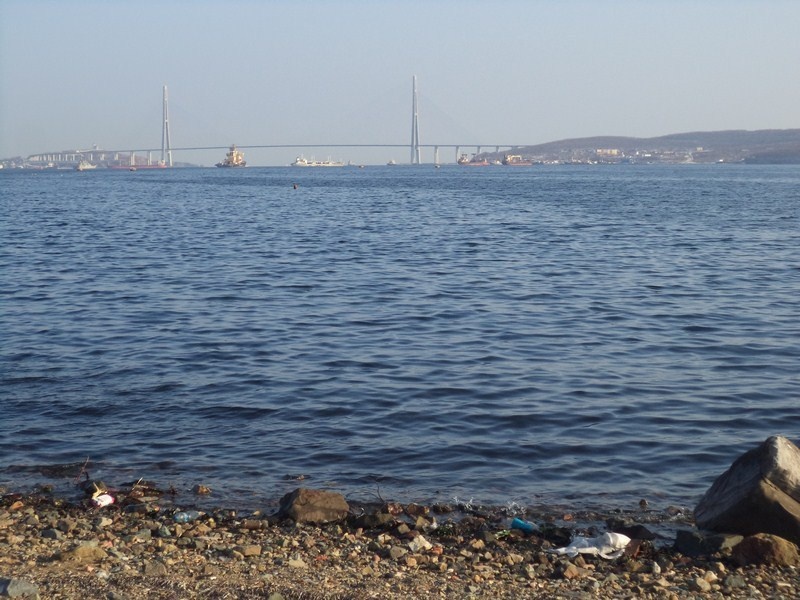 Мы у маяка, и видим вдалеке Русский мост