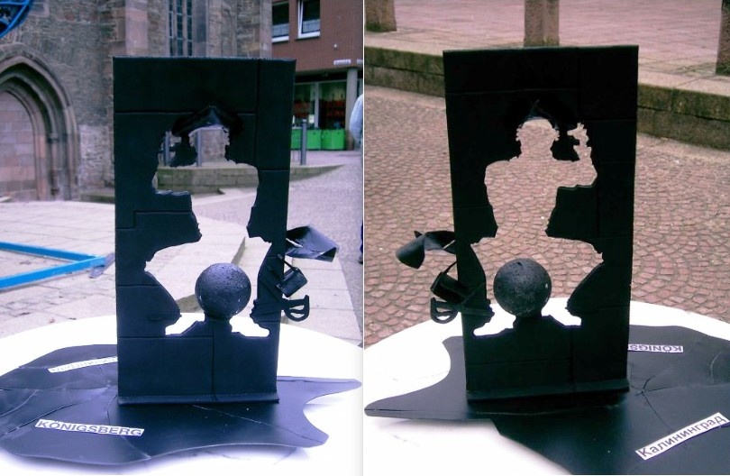 На этих снимках – макет памятника, выставленный на улице в Германии