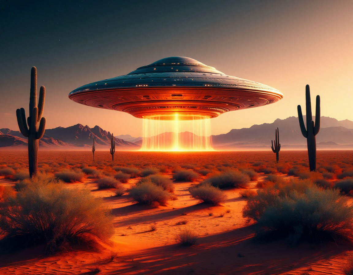 Художественная реконструкция возможного вида НЛО над пустыней Аризоны