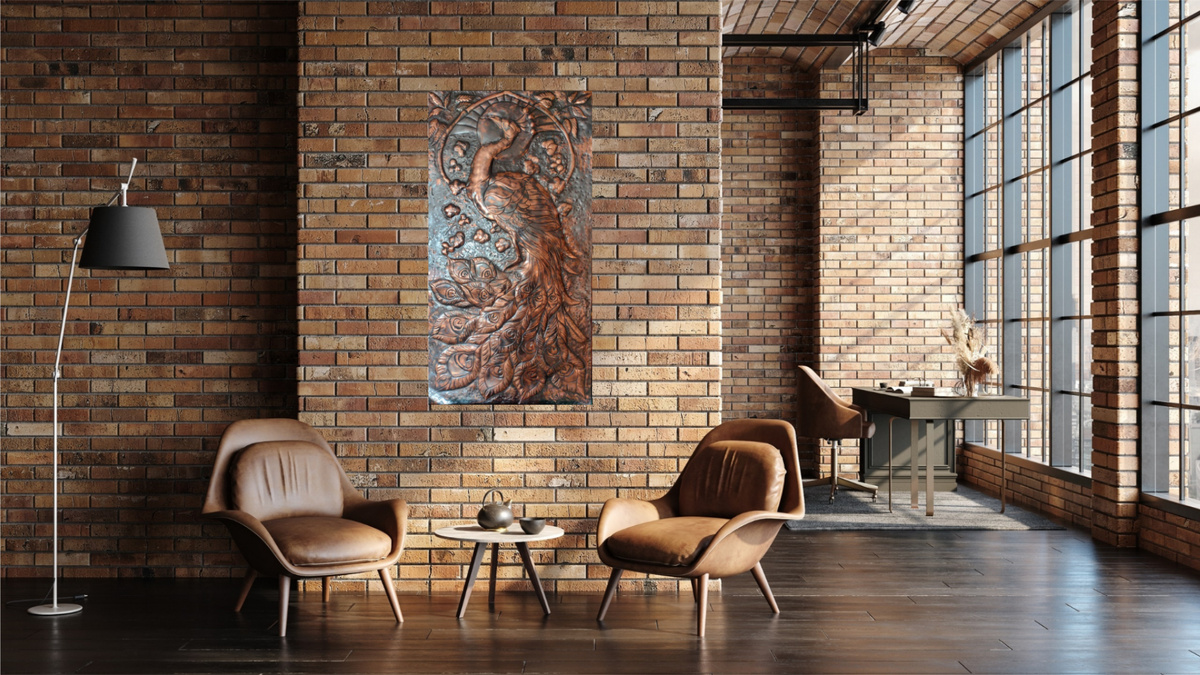 Чеканка.Панно. " Жар Птица". Медь. 120 х 60  Иркутск 2025 г.