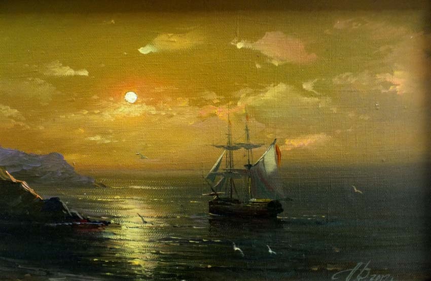 Румянцев П "Морской пейзаж" хм галерея Ведерникова Алматы март 2013 г