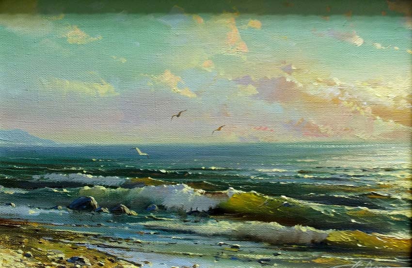 Румянцев П "Море" хм  галерея Ведерникова Алматы март 2013 г