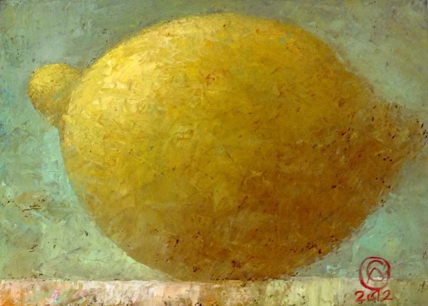 Ледяев С "Лимон" 30х40 хм  галерея Ведерникова Алматы март 2013 г