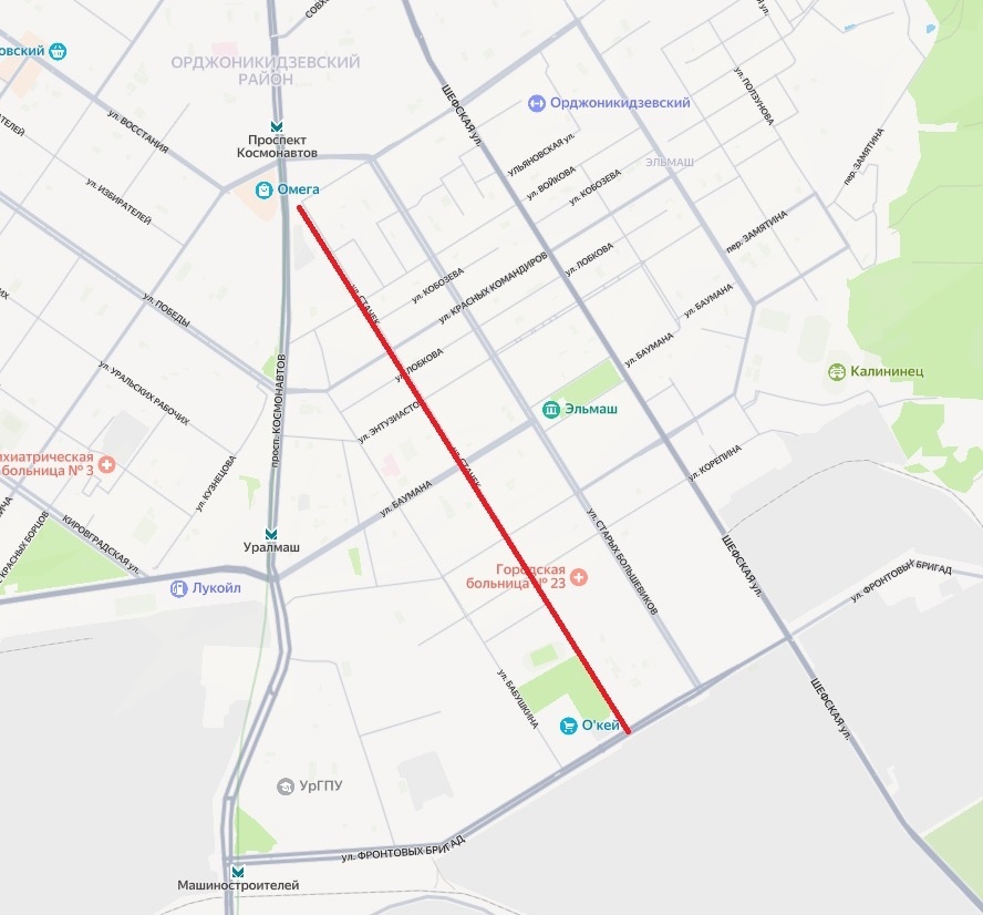 Улица Стачек (Екатеринбург) © Яндекс