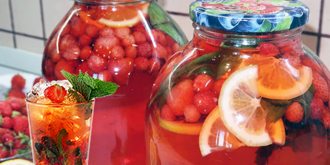 Клубничный Мохито На Зиму. Ароматный И Вкусный Компот Из Клубники С Лимоном И Мятой