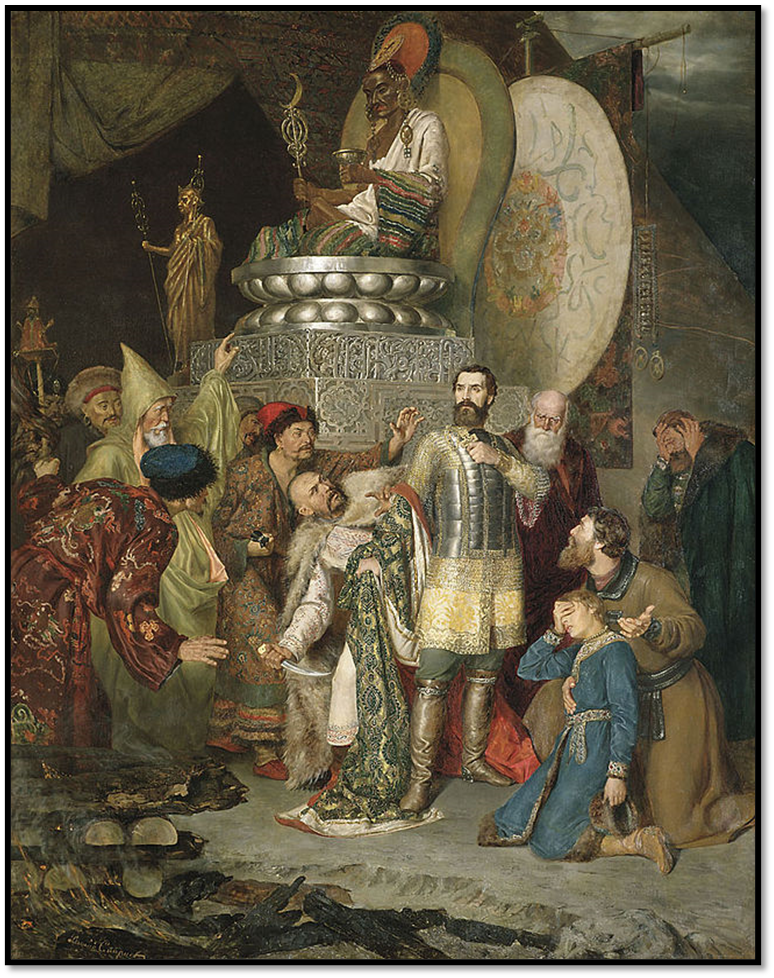 Василий Сергеевич Смирнов "Князь Михаил Черниговский перед ставкой Батыя", 1883 г.