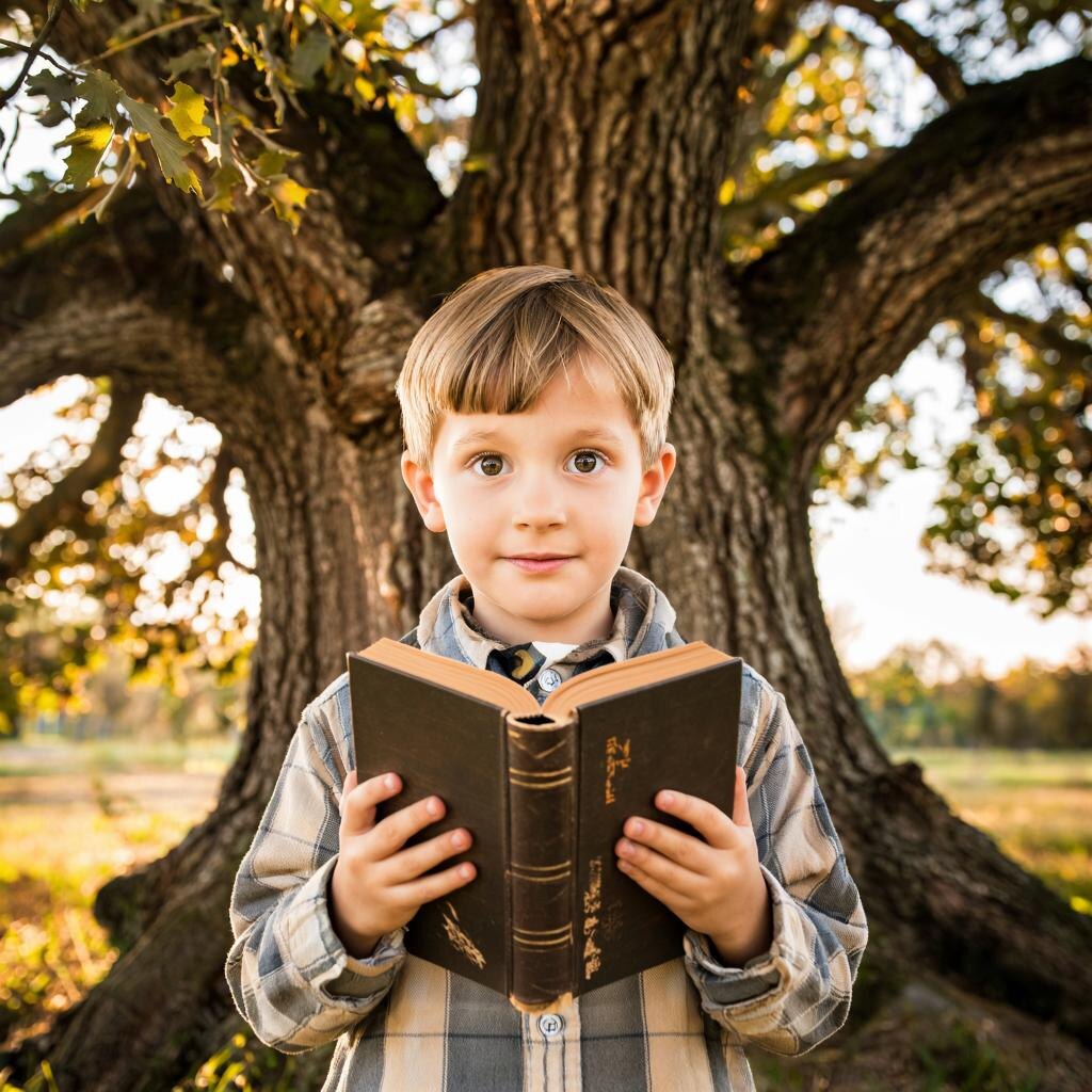 На коричневой потёртой обложке, я не разглядела ни автора, ни названия книги. 