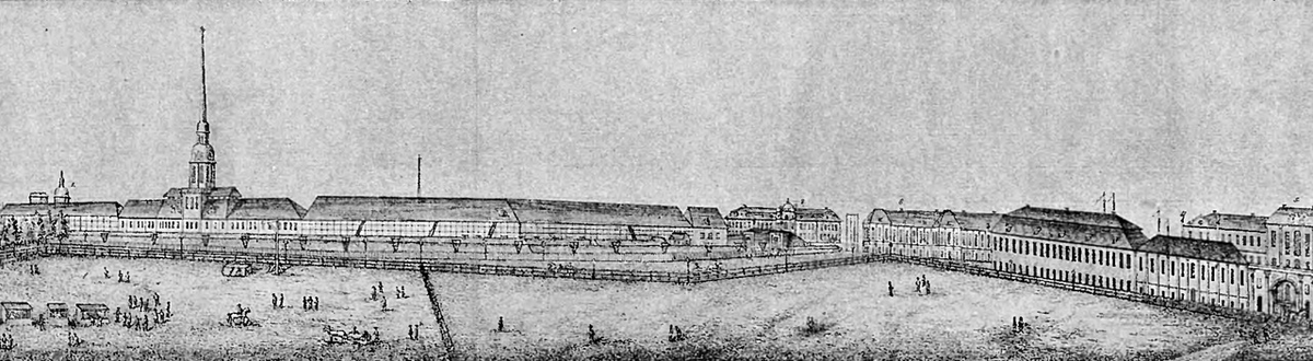 Х. Марселиус. Адмиралтейский луг.1725 год. (Справа будущая Дворцовая площадь)