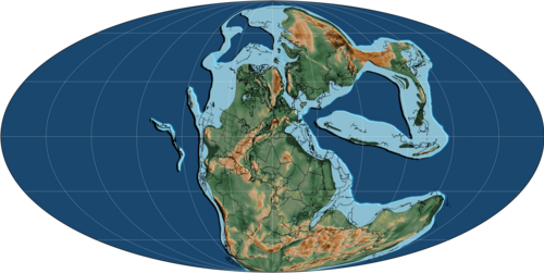 Земля в среднем триасе, начало ладинского яруса 240 миллионов лет назад.