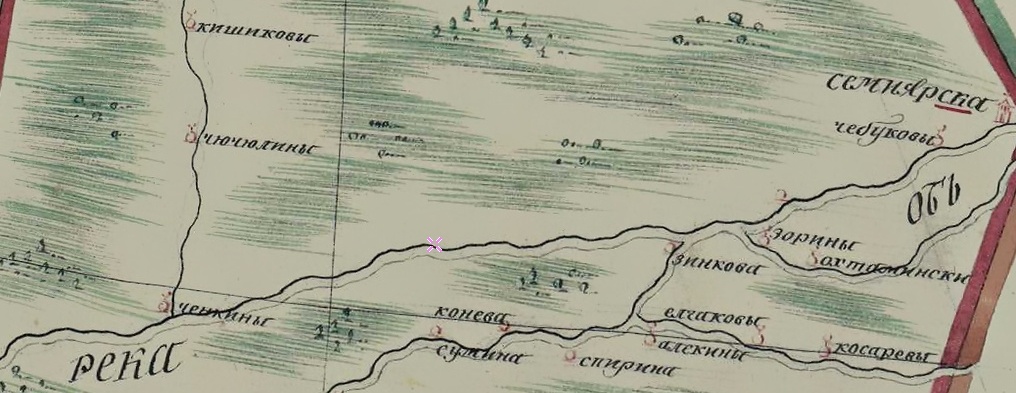 Карта Тобольского уезда из атласа Тобольской губернии 1798 года