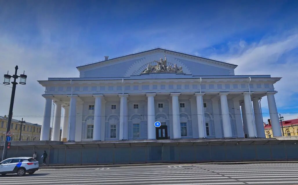    Биржа на Стрелке В.О., 2024 год. Фото: скрин Яндекс Панорамы