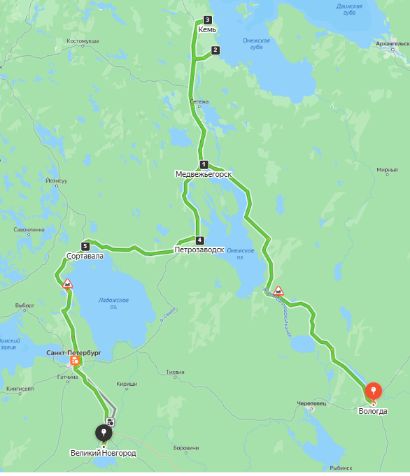 Часть маршрута по Карелии