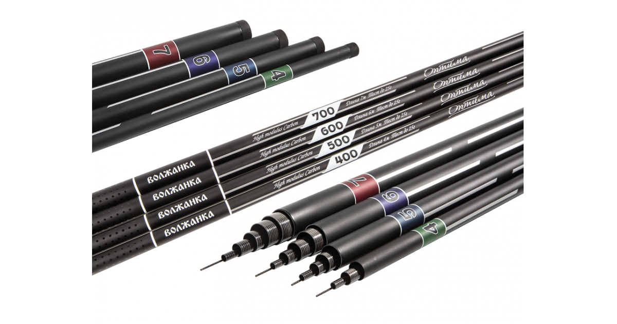 Маховые удилища разной длины.