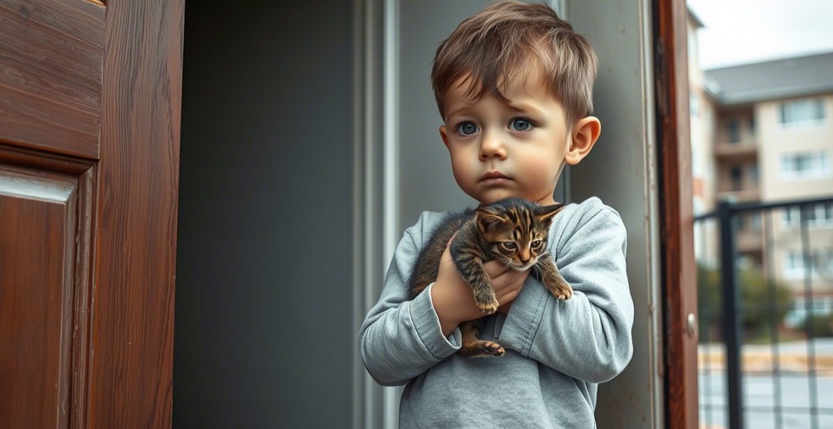 Ребёнок принёс котёнка