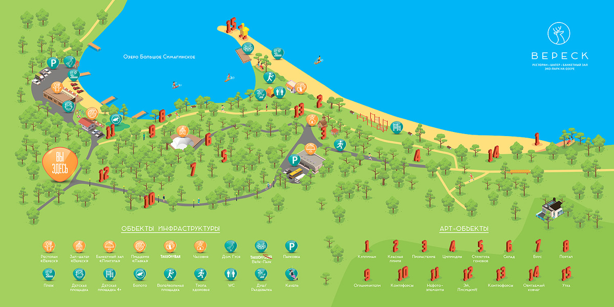 Маршрут «Тропы здоровья».  Материалы с сайта эко-парка: https://veresk.club/eko-park/ 