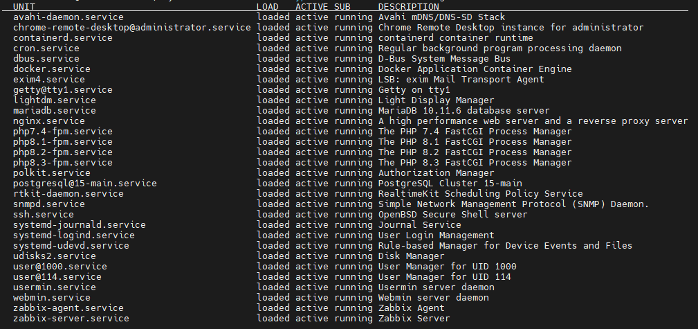 systemctl list-units --type=service --state=running