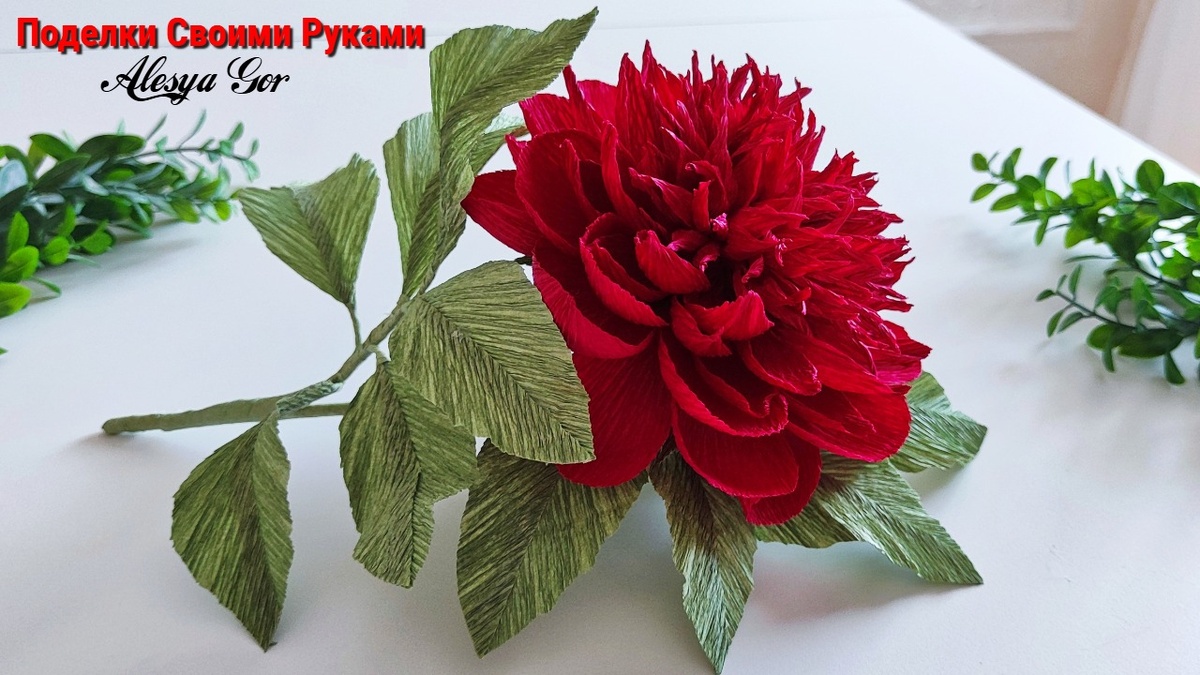 Пион из Гофрированной бкмаги