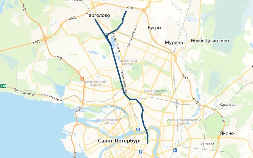    Приблизительная схема трассы М-7. Фото: скрин Яндекс Карты