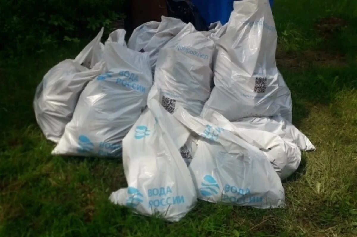    Более 50 мешков с мусором убрали с берегов озера Тиглицы в Печорском районе