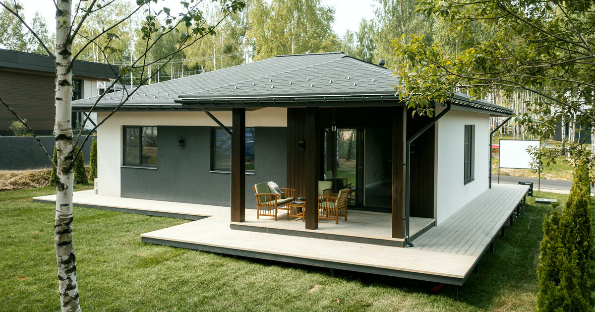 Дом по технологии MHM с отделкой мокрый фасад