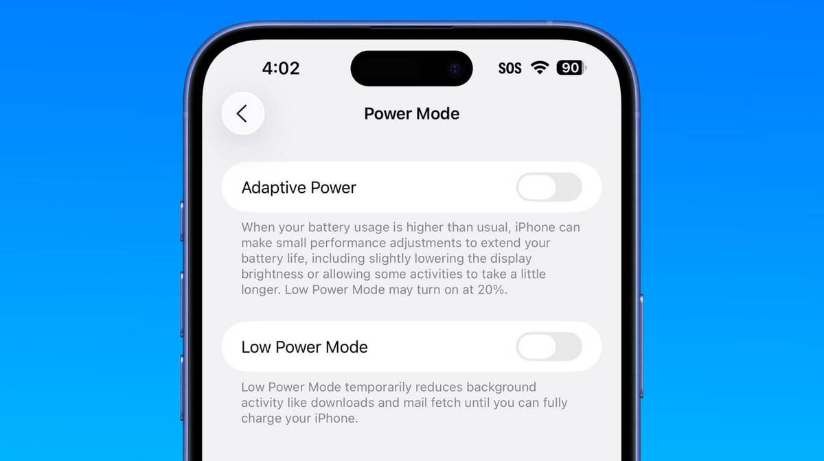    Функция Adaptive Power в iOS 26 — как работает. Фото: macrumours.com