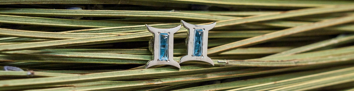 Серебряные серьги с топазом «Близнецы»