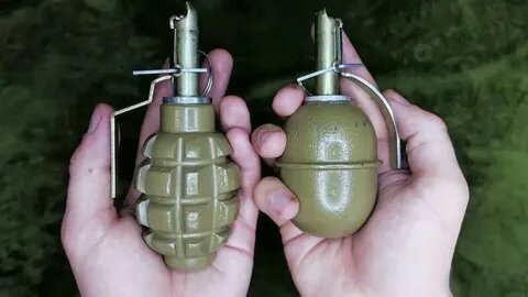 Слева Ф-1, справаРГД-5.