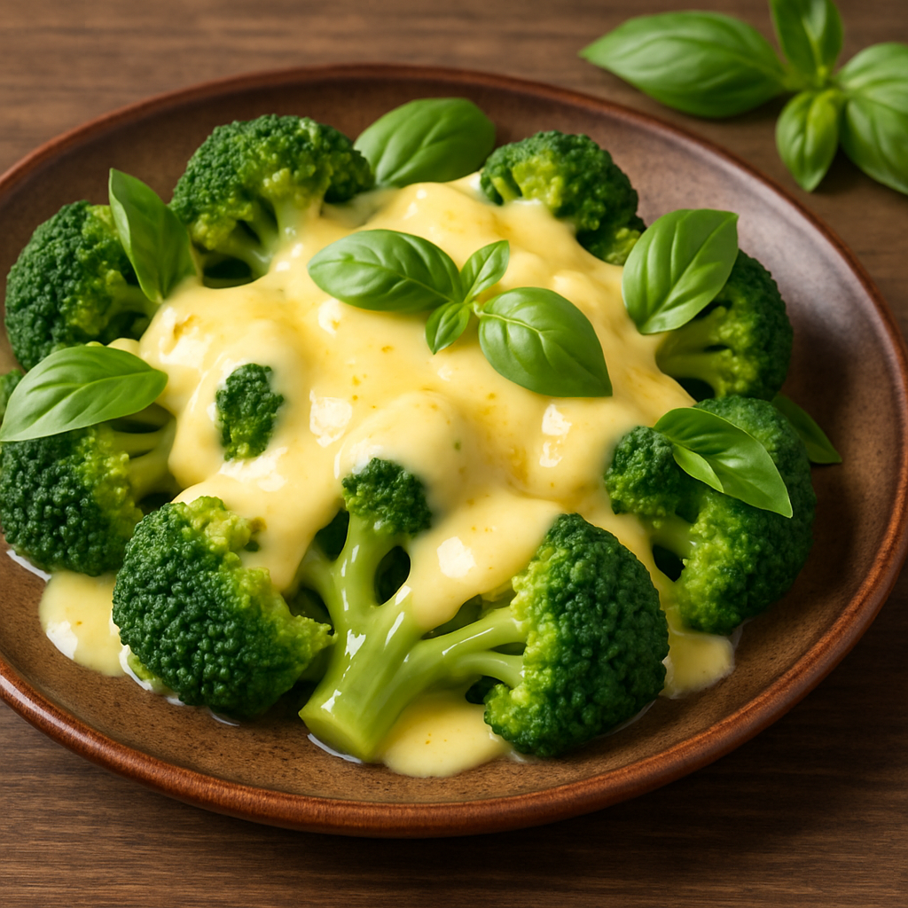 Брокколи с сыром и базиликом 