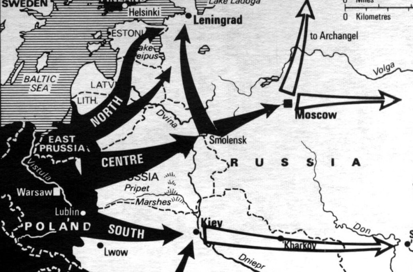 План Барбаросса - карта нападения на СССР