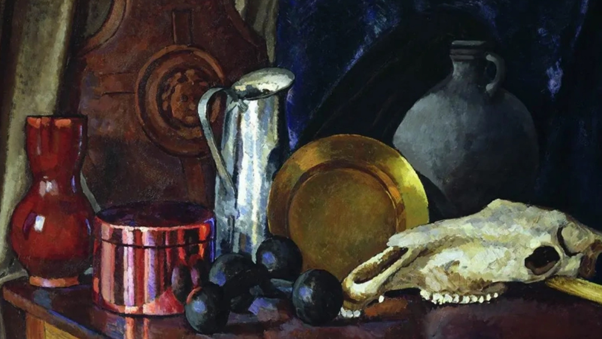 Илья Машков - Натюрморт с лошадиным черепом, 1914 г. Источник: https://clck.ru/3MfBDU