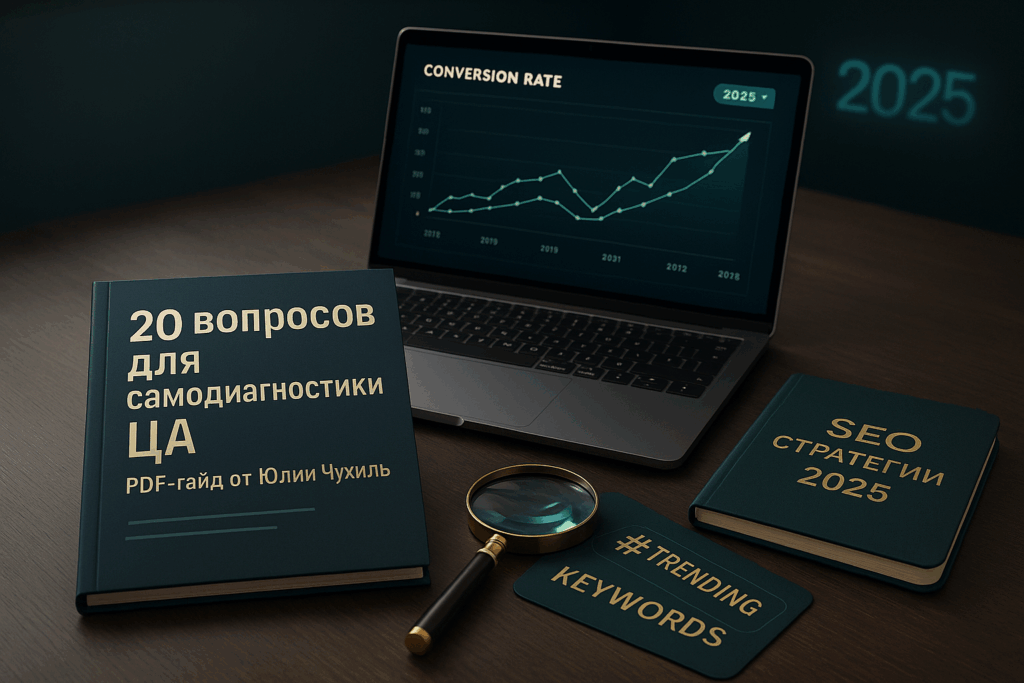    Как повысить конверсию в 2025: 20 вопросов для самодиагностики ЦА в PDF-гайде от Юлии Чухиль + SEO-стратегии Юлия Чухиль