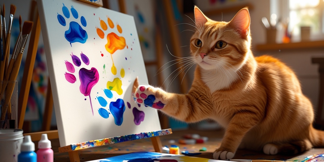 Он рисовал лапами