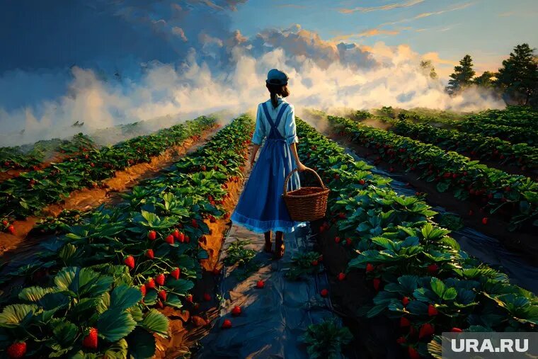 Клубника уникальна тем, что закладывает урожай следующего года уже в августе нынешнего. Фото: Создано в Midjourney © URA.RU