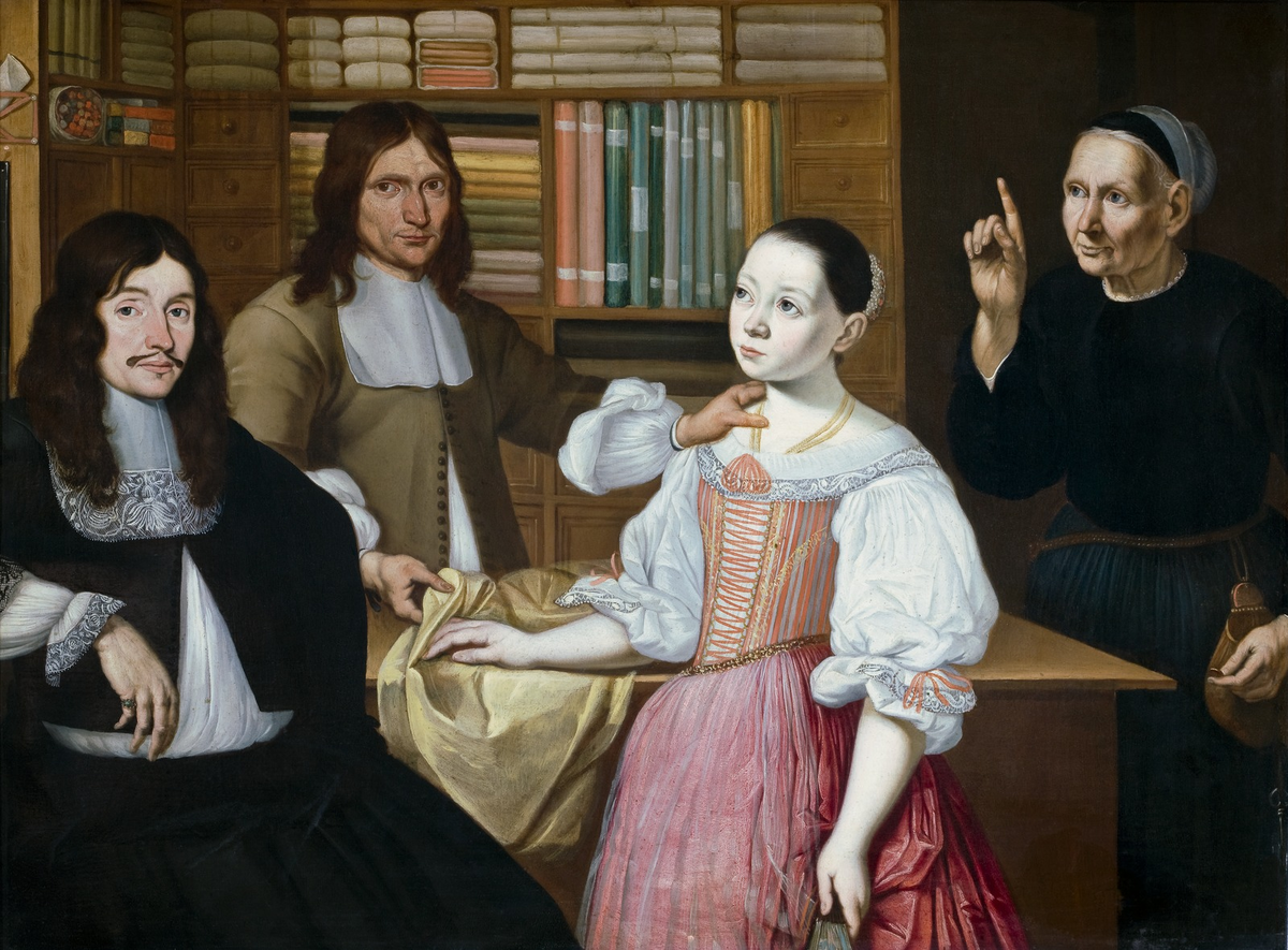 "В лавке торговца тканями", Адриан Блум, 1670-е. (с) Из коллекции Халльвюльского музея