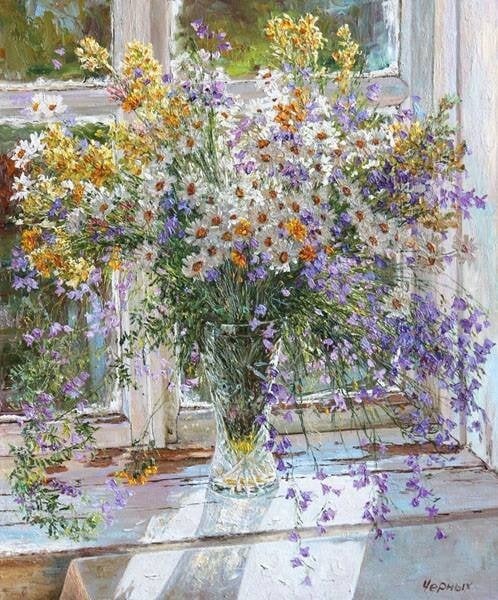 Художник Татьяна Черных - Цветы на окне.  2014.