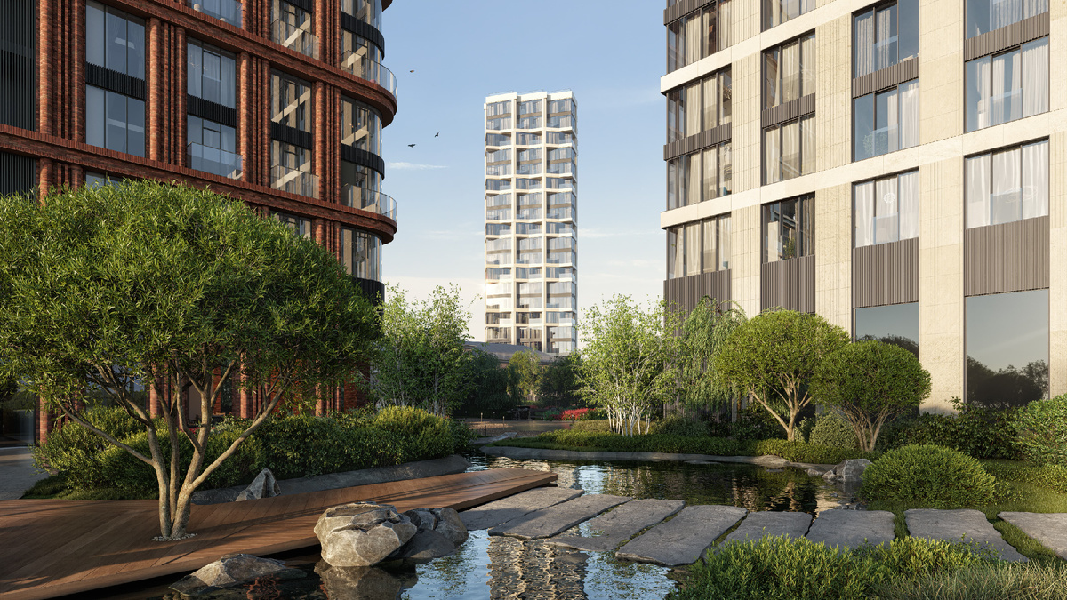 Двор-парк в элитном квартале «Тишинский бульвар»