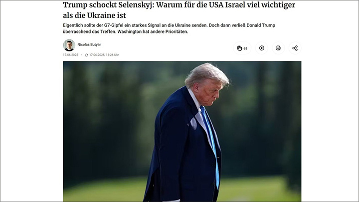  Израиль для Трампа гораздо важнее Украины//Скриншот страницы с сайта Berliner Zeitung