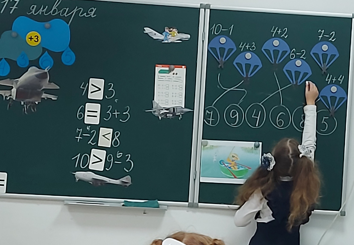 Урок математики в 1 классе. Педагогический проект "Как человек научился летать". Учитель Щербачеко Н.В.