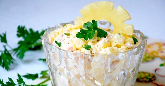 Салат с курицей и ананасами – простой и вкусный рецепт приготовления