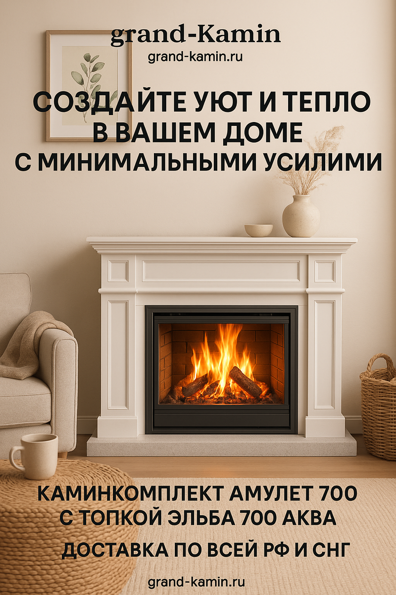    Каминкомплект Амулет 700 с топкой Эльба 700 АКВА Ш: как создать уют и тепло в вашем доме с минимальными усилиями Kamin