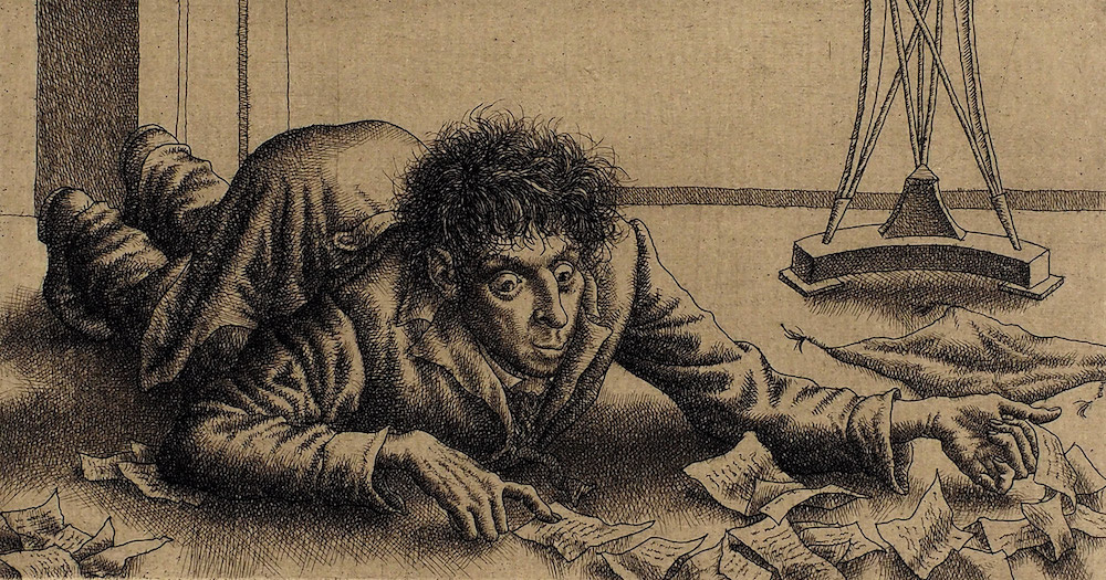 Борис Непомнящий, иллюстрация к повести Н.В. Гоголя «Записки сумашедшего». Бумага, офорт. Источник: litfund.ru