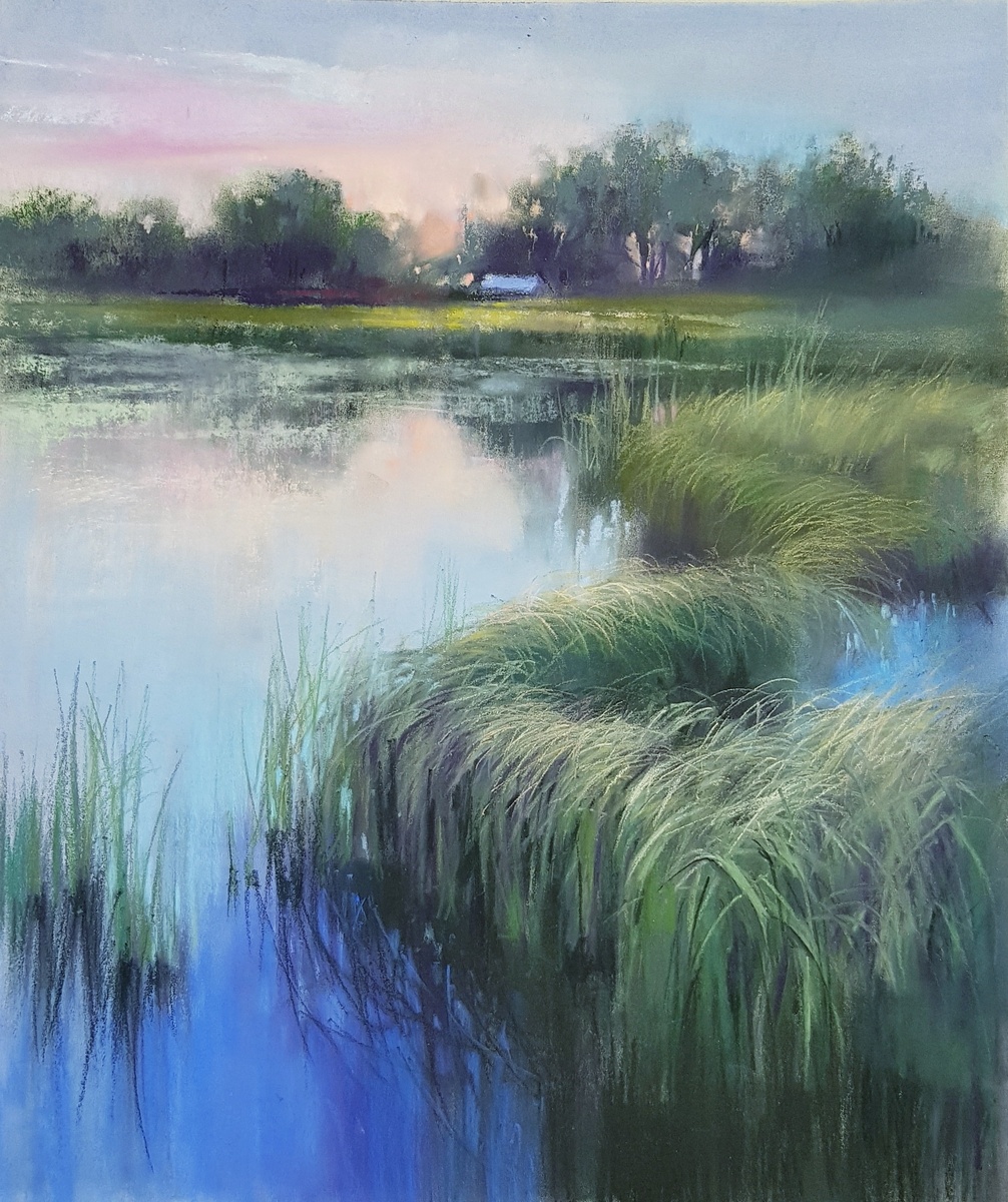 Татьяна Каштальян, сухая пастель, работа к курсу "летний пейзаж"