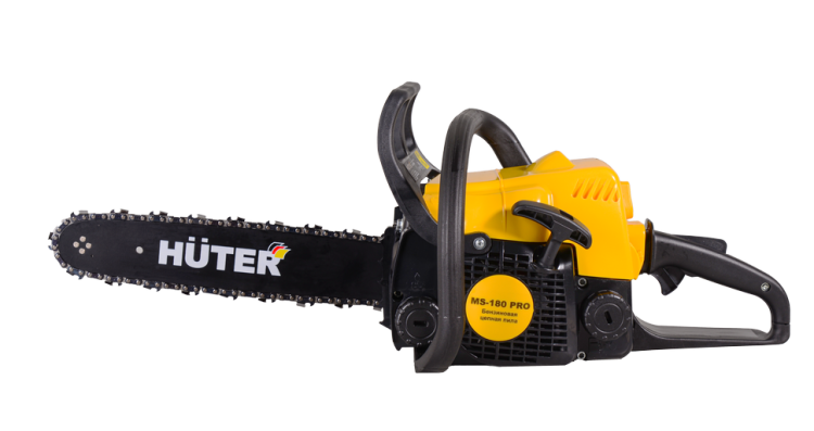 Бензопила Huter MS-180 PRO: 1,5 кВт, шина - 35 см, толщина звена - 1.3 мм, шаг цепи - 9.3 мм (3/8")