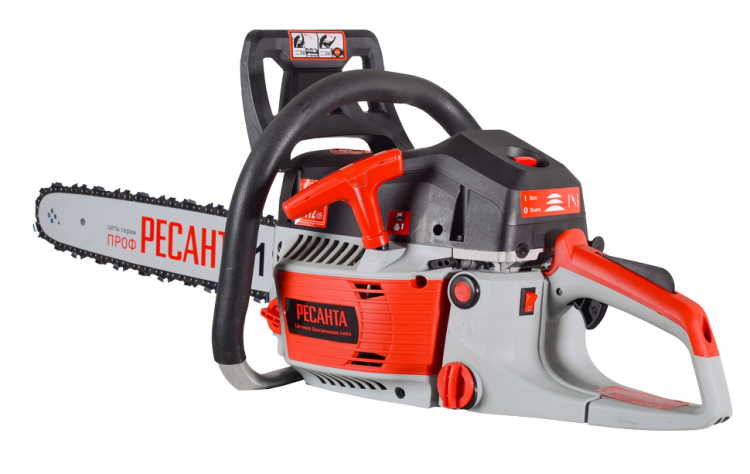Бензопила Ресанта БП-4516: 2.3 кВт, шина - 40 см, толщина звена - 1.3 мм, шаг цепи - 9.3 мм (3/8")