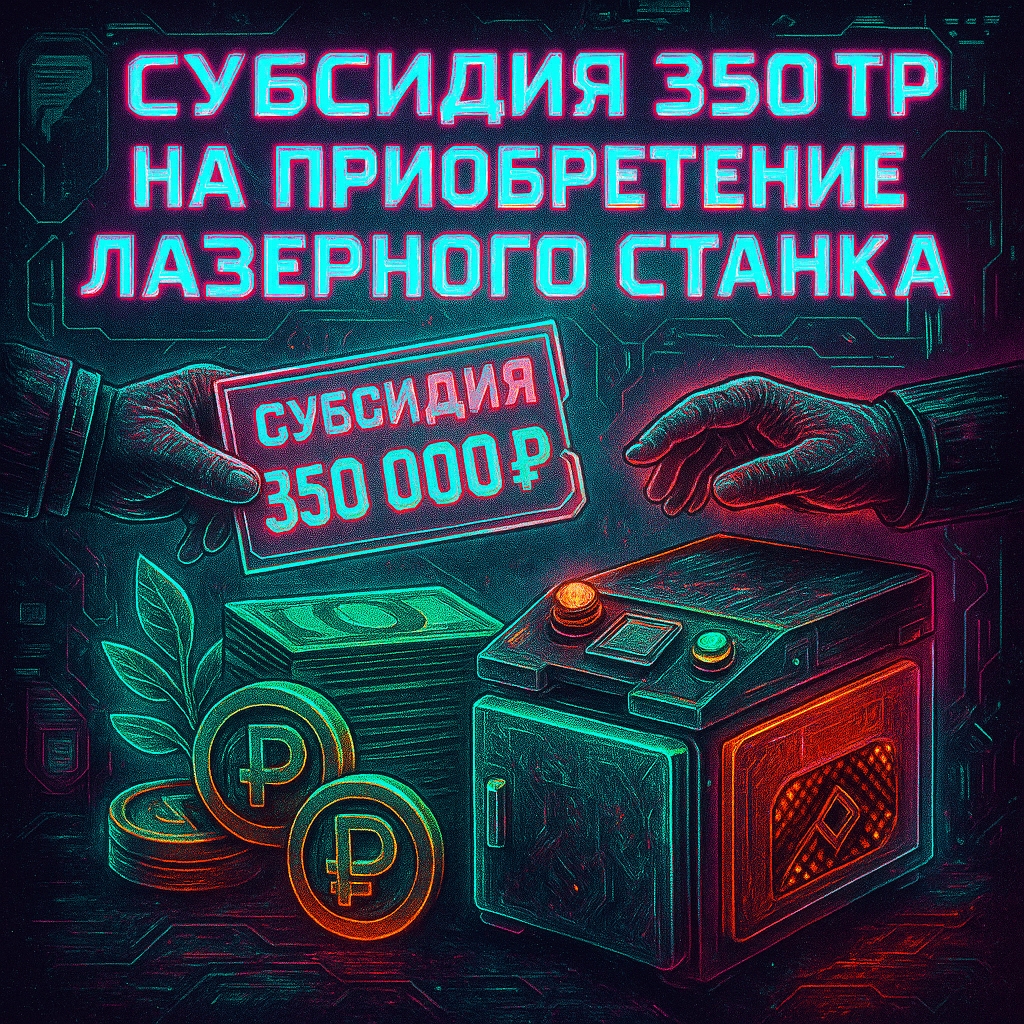 Субсидия на лазерный станок ЧПУ 350 000 рублей