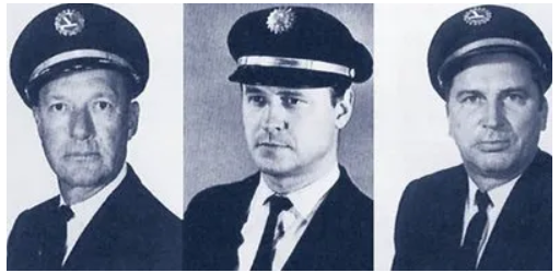 Пилоты рейса 401, слева направо: Боб Лофт, Берт Стокстилл и Дон Репо. (Роб и Сара Элдер, «Крушение»)
