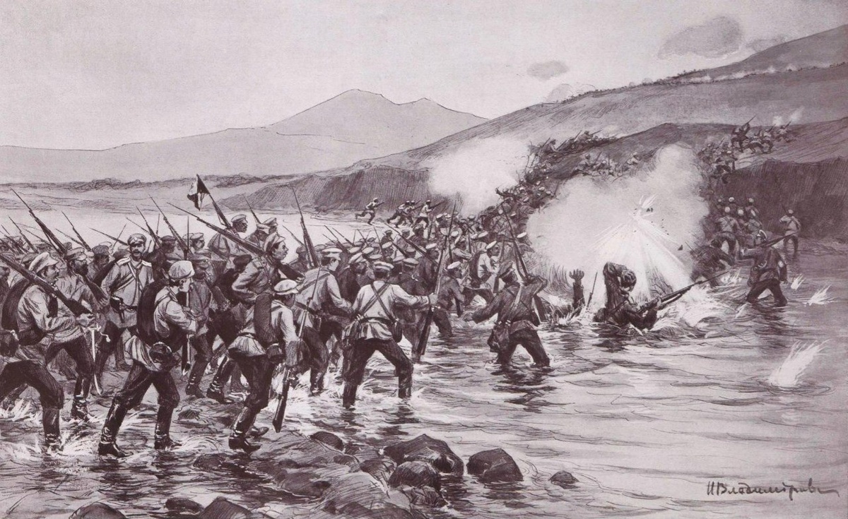 русская пехота идет в атаку