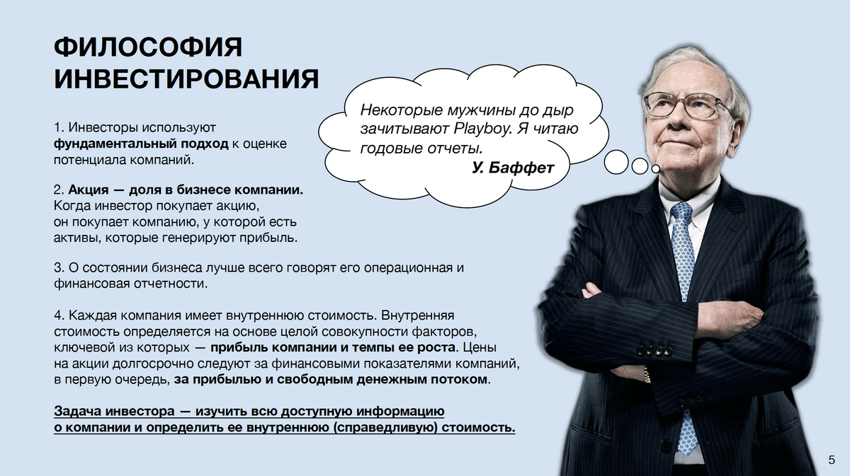 Раздел "Философия инвестирования" из методички