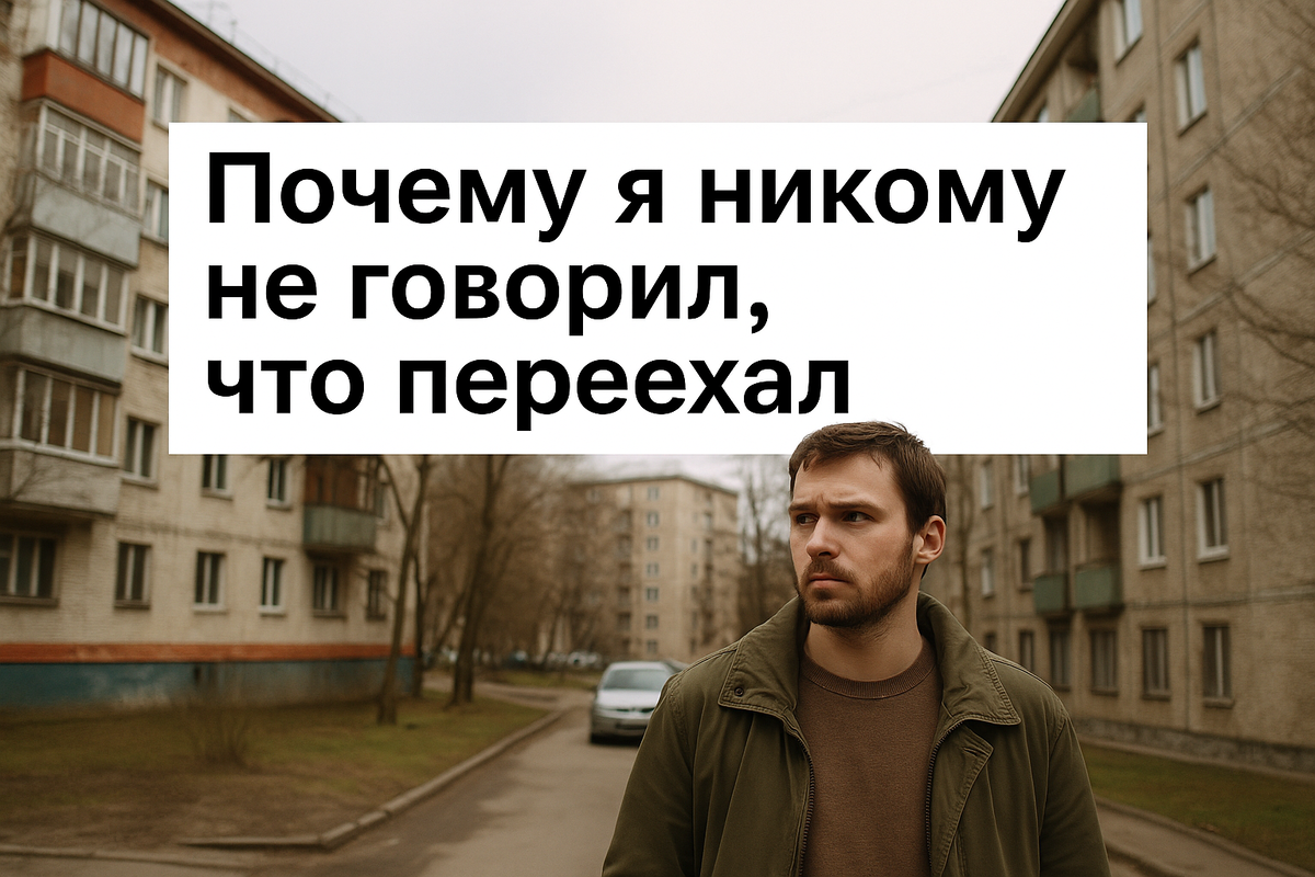 Мужчина идёт по двору среди панельных домов — в этом переезде нет героизма, только тишина и сомнения, которые знакомы каждому, кто уехал молча.