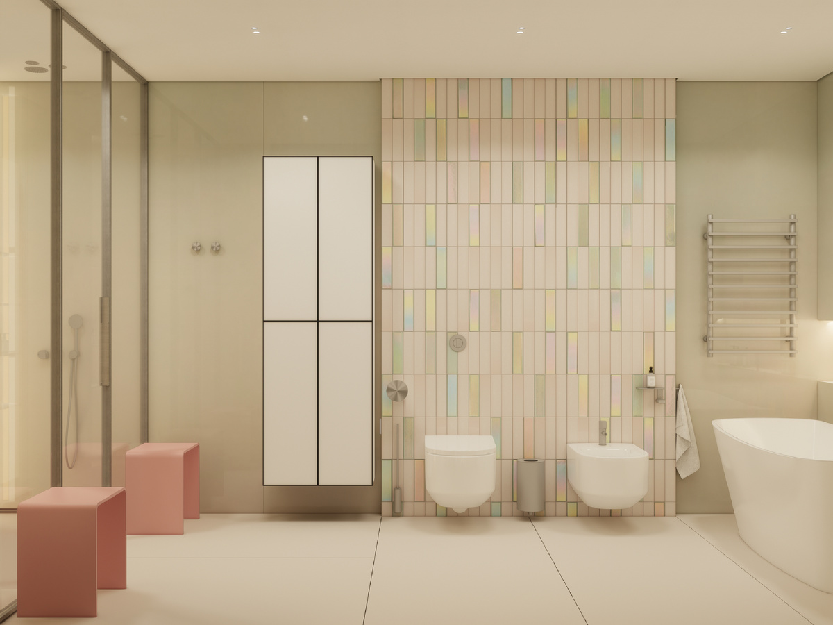 Плитка выполнена геометрией, каждая плиточка — отдельный объем